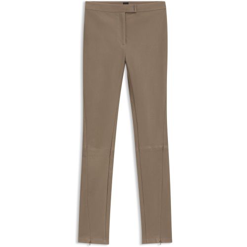 Legging en cuir avec fermeture à agrafe logotée - Boss - Modalova