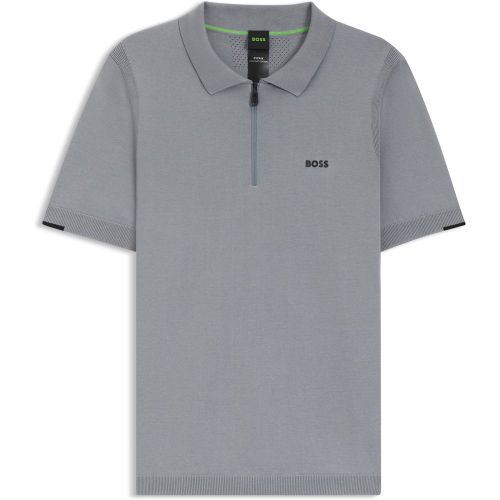 Pull à encolure polo zippée en coton - Boss - Modalova