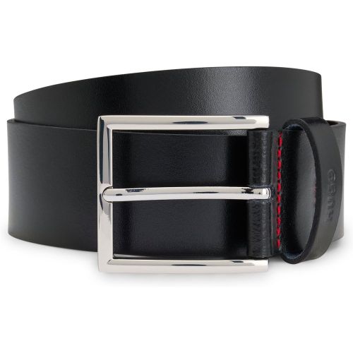 Ceinture en cuir lisse avec boucle à ardillon et passant logoté - HUGO - Modalova