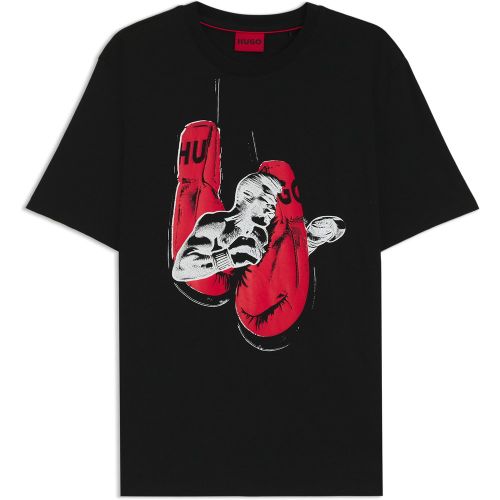 T-shirt en jersey de coton à motif boxe - HUGO - Modalova