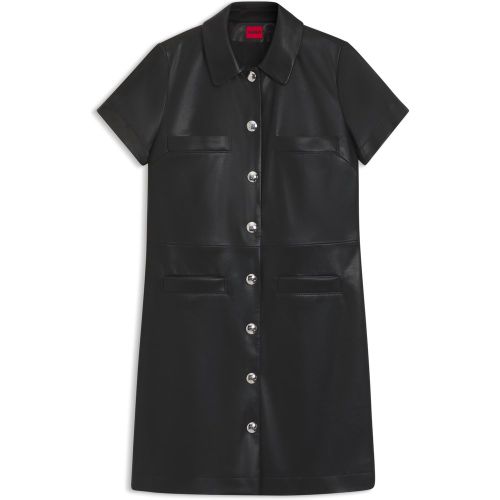Robe-chemise en similicuir à boutons-pression - HUGO - Modalova