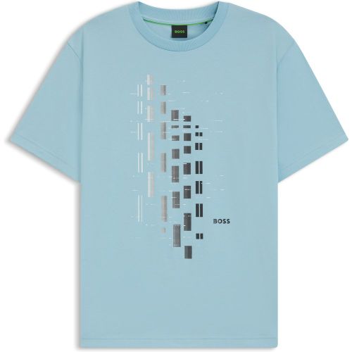 T-shirt en coton stretch à imprimé géométrique - Boss - Modalova