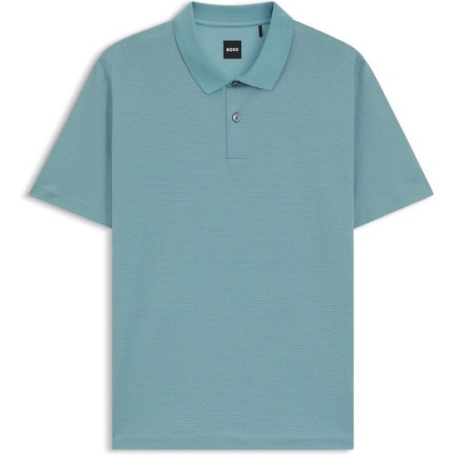 Polo en coton mercerisé avec motif jacquard géométrique - Boss - Modalova
