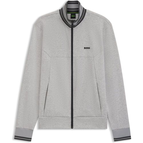 Sweat zippé en coton mélangé avec finitions à rayures - Boss - Modalova