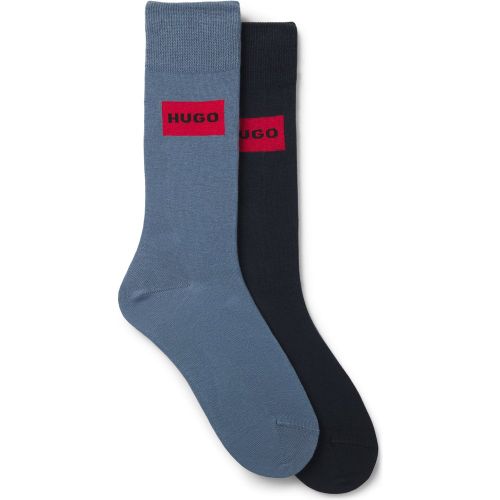 Lot de deux paires de chaussettes mi-hautes avec étiquettes logotées - HUGO - Modalova