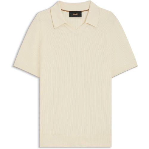 Pull en maille de soie et de coton avec col polo - Boss - Modalova