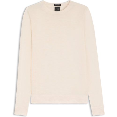 Pull à col rond en fine maille de laine mérinos - Boss - Modalova