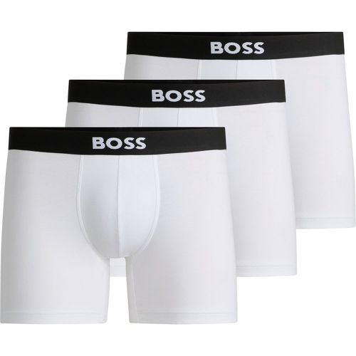 Lot de trois boxers longs en coton stretch avec logo - Boss - Modalova