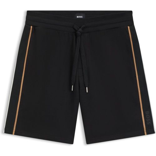 Short en molleton de coton avec bandes et cordon de serrage - Boss - Modalova