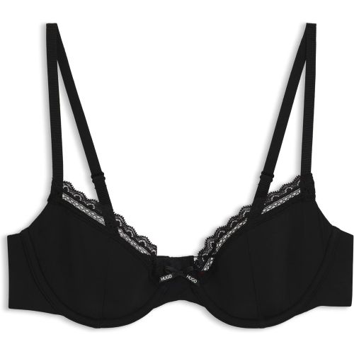 Soutien-gorge en microfibre stretch avec finitions en dentelle - HUGO - Modalova