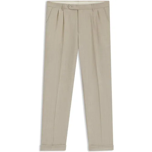 Pantalon Tapered en laine vierge à micro motif - Boss - Modalova