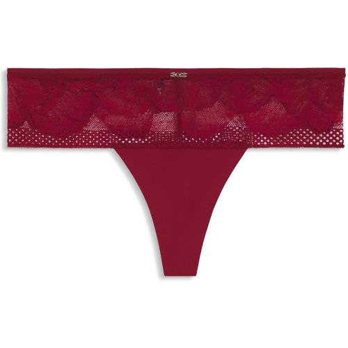 String en microfibre avec dentelle motif pivoine - Boss - Modalova