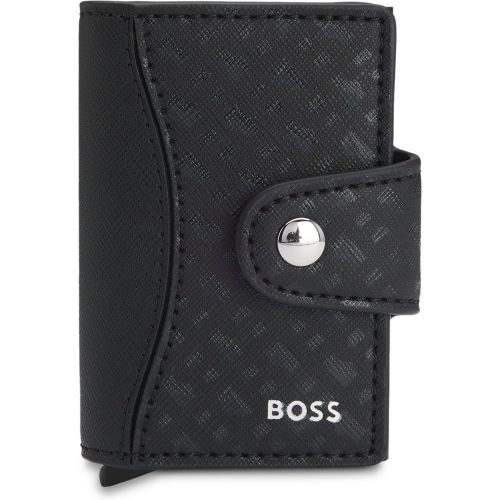 Porte-cartes à détail logoté et motif monogramme - Boss - Modalova