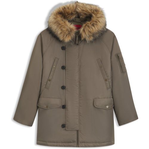 Parka déperlante avec capuche en fourrure synthétique - HUGO - Modalova