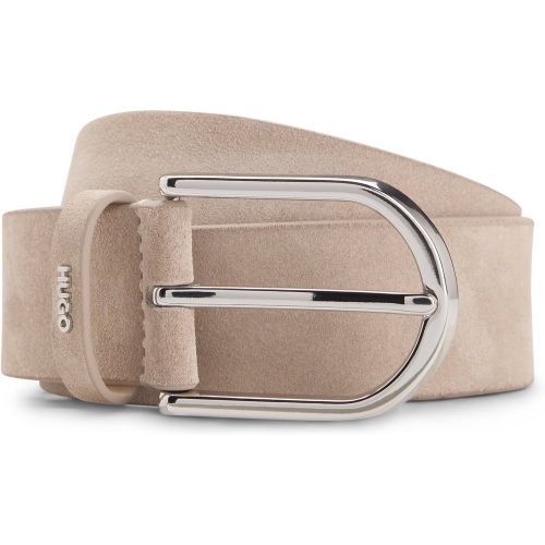 Ceinture en cuir suédé avec passant à logo en métal - HUGO - Modalova