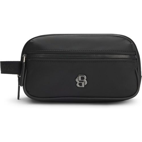 Trousse de toilette en twill avec garniture à monogramme Double B - Boss - Modalova