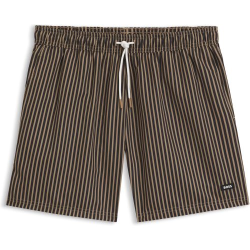 Short de bain à rayures et détails logotés - Boss - Modalova