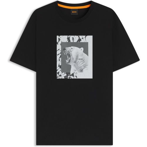 T-shirt en jersey de coton avec motif animal artistique - Boss - Modalova