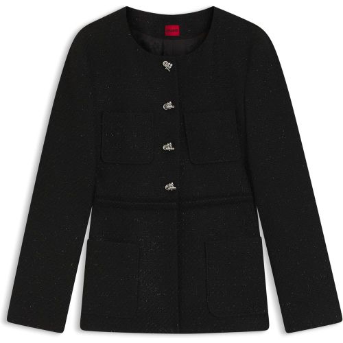 Veste Regular en maille bouclette brillante avec boutons nœud - HUGO - Modalova