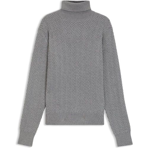 Pull à col roulé en laine vierge à chevrons - Boss - Modalova