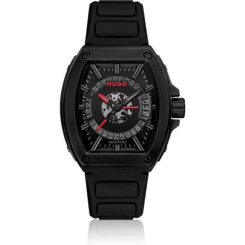 Montre à cadran semi-transparent et bracelet en silicone - HUGO - Modalova