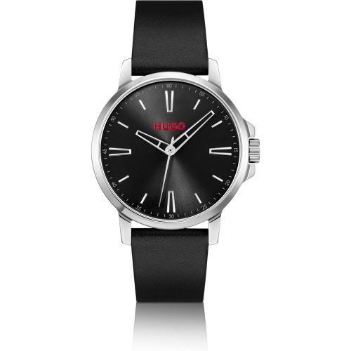 Montre en plaqué avec bracelet en cuir - HUGO - Modalova