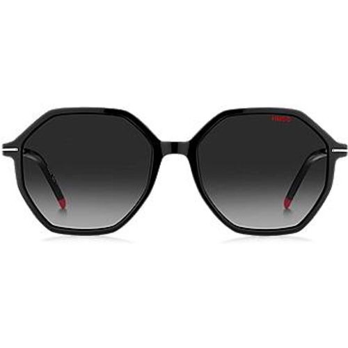 Lunettes de soleil en acétate noir avec branches en métal logoté - HUGO - Modalova
