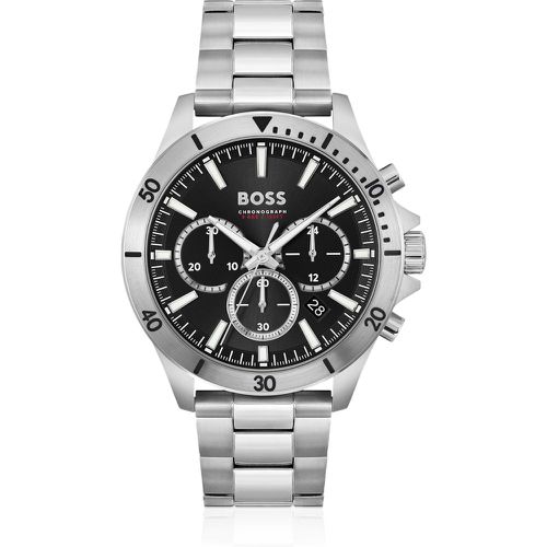 Montre chronographe avec cadran noir et bracelet à maillons - Boss - Modalova