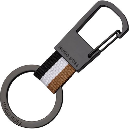 Porte-clés à rayures emblématiques avec détails chromés foncés - Boss - Modalova