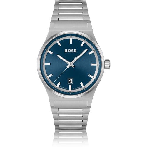 Montre avec cadran bleu et bracelet à maillons en acier inoxydable - Boss - Modalova