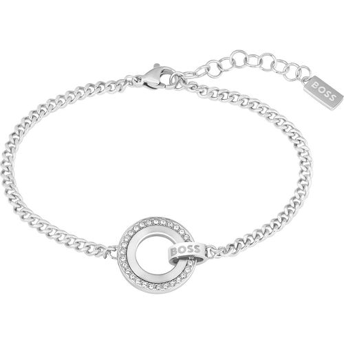 Bracelet chaîne avec maillon logoté et anneau à strass - Boss - Modalova