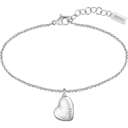 Bracelet argenté avec pendentif logoté en forme de cœur - Boss - Modalova