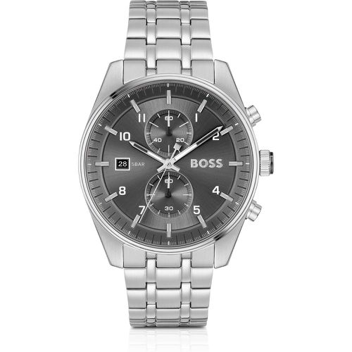 Montre chronographe avec cadran gris et bracelet à maillons - Boss - Modalova