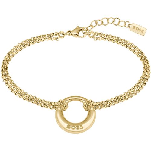 Bracelet doré avec pendentif anneau logoté - Boss - Modalova