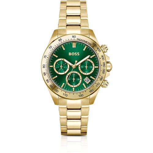 Montre avec cadran vert, bracelet à maillons et sous-cadrans - Boss - Modalova