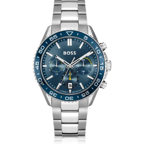 Montre chronographe avec cadran bleu et bracelet à maillons - Boss - Modalova
