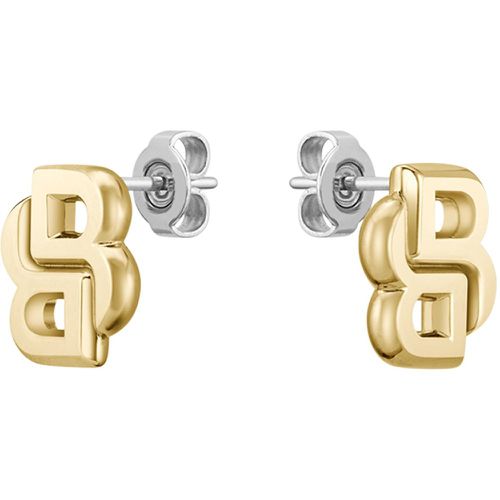 Boucles d’oreilles dorées à double monogramme B - Boss - Modalova