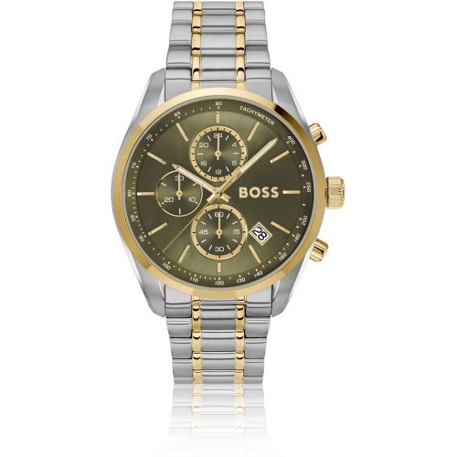 Montre chronographe bicolore à cadran teinte olive - Boss - Modalova