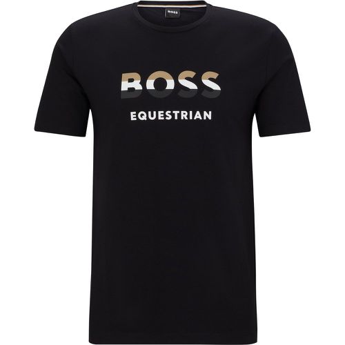 T-shirt d’équitation à manches courtes en coton stretch avec logo - Boss - Modalova