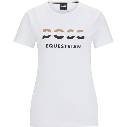 T-shirt d’équitation en coton stretch avec logos - Boss - Modalova