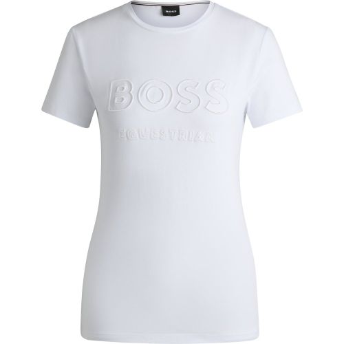 T-shirt d’équitation en coton stretch à logo brodé - Boss - Modalova
