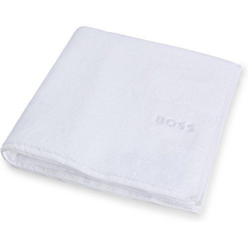 Serviette de bain en coton avec logo brodé - Boss - Modalova