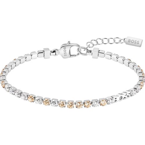 Bracelet tennis argenté avec strass transparents et couleur champagne - Boss - Modalova