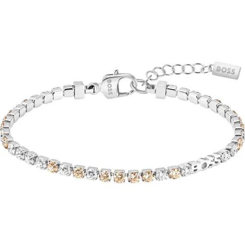 Bracelet tennis é avec strass transparents et couleur champagne - Boss - Modalova