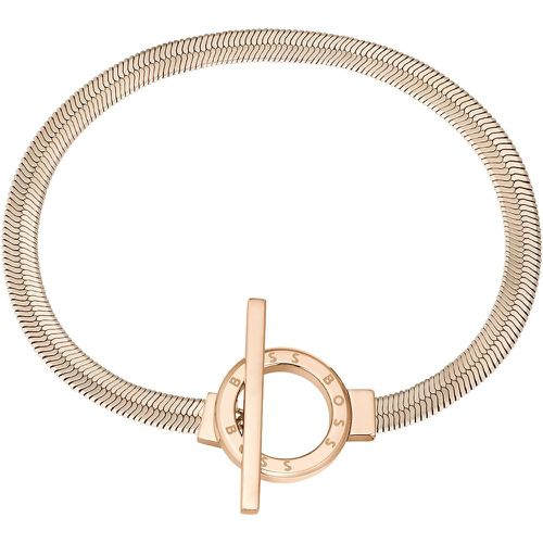 Bracelet imitation rose incarnat avec anneau à logo gravé - Boss - Modalova