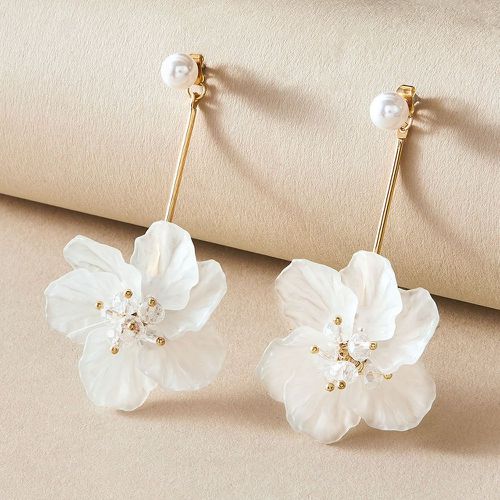 Paire Pendants d'oreilles fleuris avec perles - SHEIN - Modalova