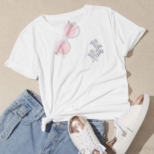 T-shirt à imprimé floral à manches courtes - SHEIN - Modalova