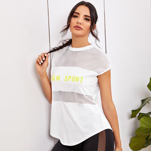 T-shirt de sport avec pièces résille - SHEIN - Modalova