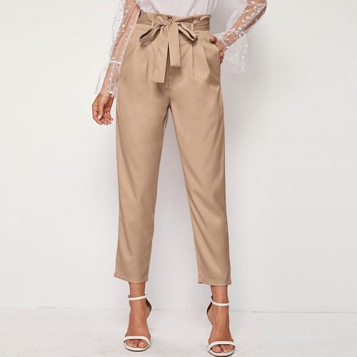 Pantalon à taille froncée avec ceinture et poche - SHEIN - Modalova