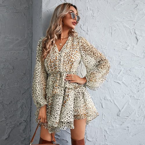 Robe léopard avec cordon - SHEIN - Modalova